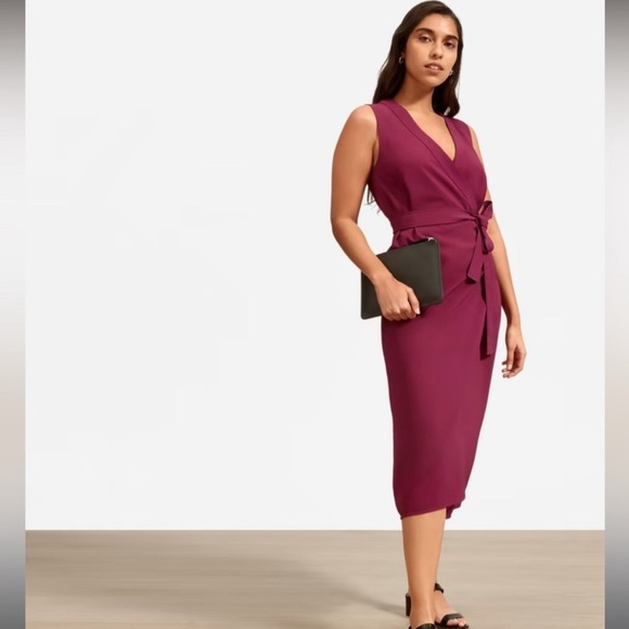 EVERLANE The Japanese GoWeave Sleeveless Wrap Dress Purple 8 - Picture 2 of 10